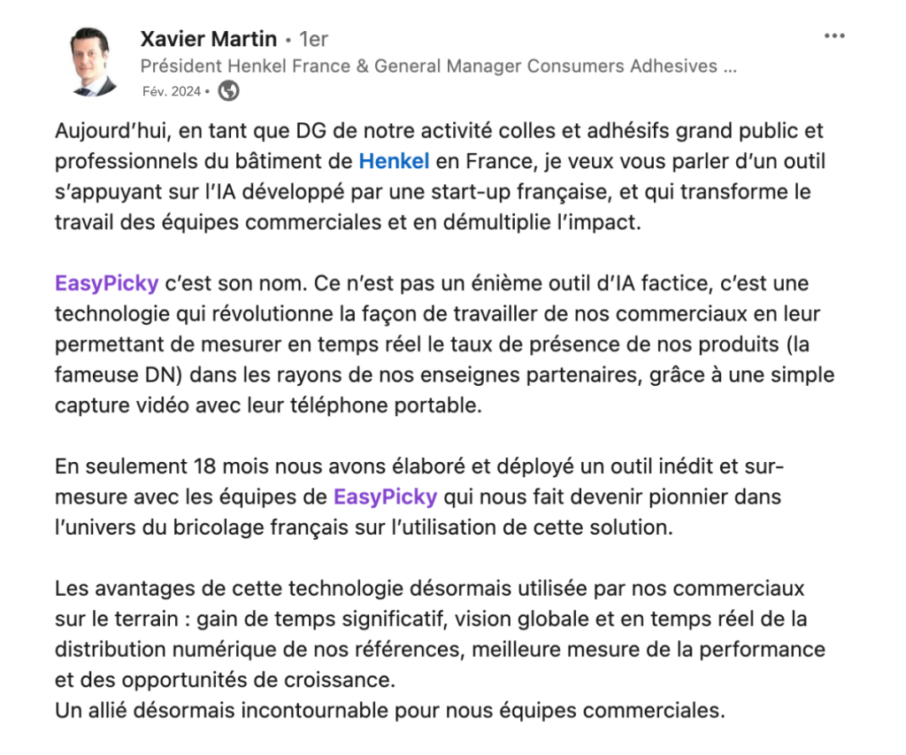 Post LinkedIn de Xavier Martin