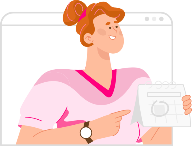 illustration d'une femme qui montre un graph